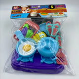 Assorted plastic kitchen set for toddlers (3+ years), includes 17 pieces for imaginative play