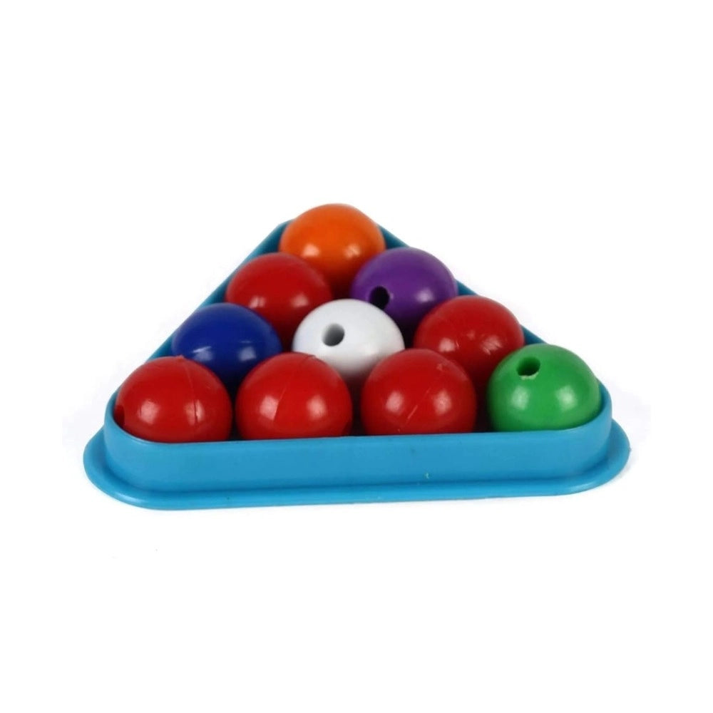 Assorted color, plastic baby snooker toy for children 5+ years old. Improves concentration, attention, and eye-hand coordination." (84 characters)