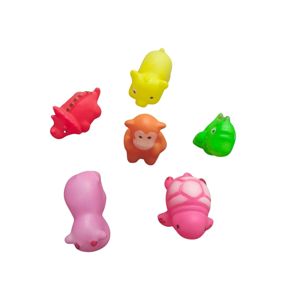 Small size rubber animal Chu Chu toys for babies 6+ months, engaging during bath time with squeeze sounds