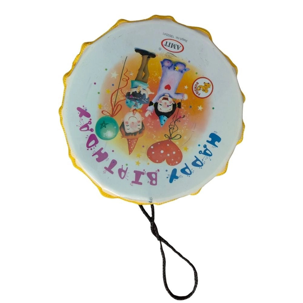 Assorted plastic Happy BirthDay theme musical dhol toy for children aged 6+ months, plays for hours