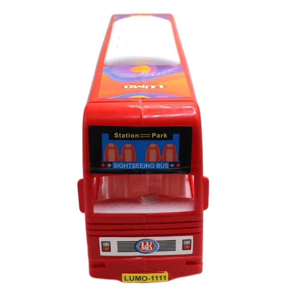 Assorted plastic double-decker London Bus toy for 5+ years, promoting hand-eye coordination through friction play