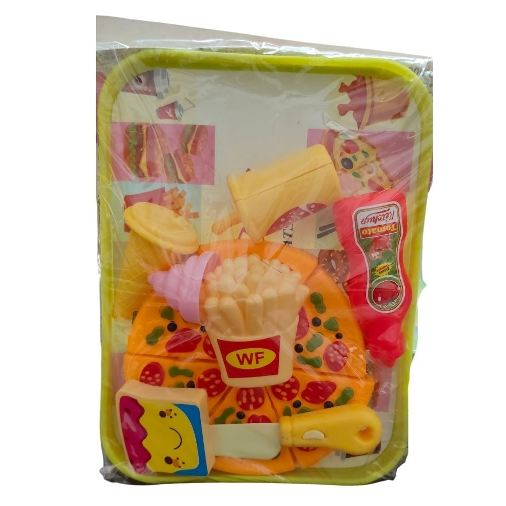 Assorted plastic pizza set for kids' imaginative play kitchen, colorful and realistic play food toys