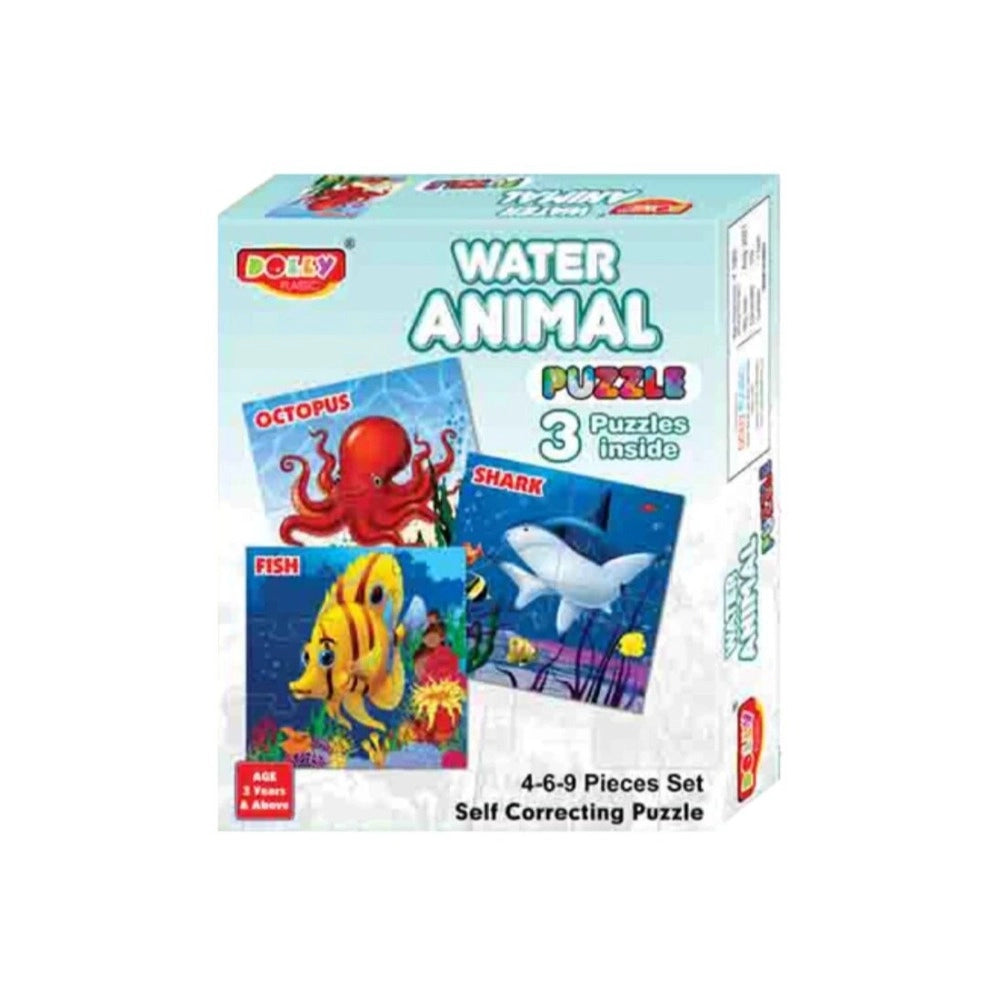 Assorted cardboard water animal puzzles for educational play & development, 3+ years