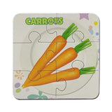 Assorted cardboard vegetable puzzles for educational play (3+ years), promoting logical thinking and eye-hand coordination