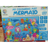 Assorted mermaid printed canvas coloring mat for educational toys, enhances hand-eye coordination and fine motor skills in kids aged 3+ years