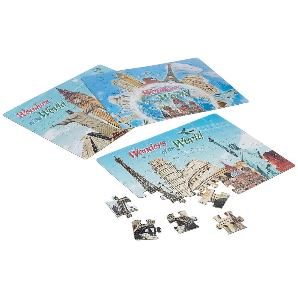 Assorted cardboard jigsaw puzzle "Wonders of the World" - educational, colorful, and fun activity for kids' brain development
