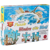 Assorted-color cardboard jigsaw puzzle (120 pcs) featuring Wonders of the World, encourages memory development and fun for growing kids