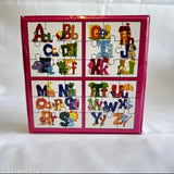 Assorted cardboard Alphapet puzzles set (4 pcs), educational toy for 4+ years, enhances learning through colorful shapes and developmental play