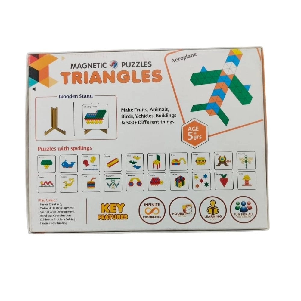 Assorted cardboard Magnetic Puzzle Triangle for educational play, ideal for kids aged 3+ years, fostering creativity & group interaction