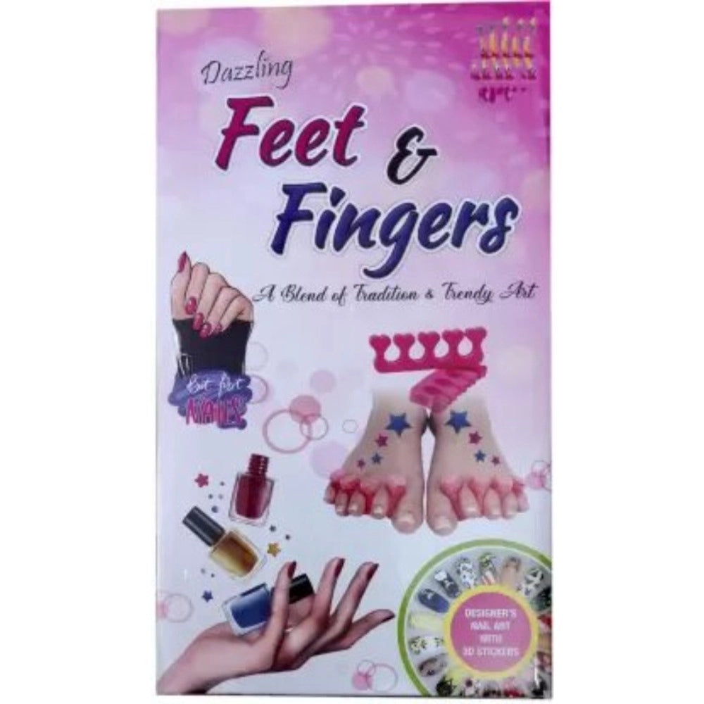 Assorted glass & paper feet and fingers nail art set for creative play (12+ years), fostering motor skills and imagination