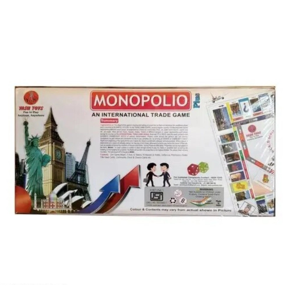 Assorted cardboard Monopolio educational toy for 5+ years, international trade game board with chance, community chest, jail, and water world resorts