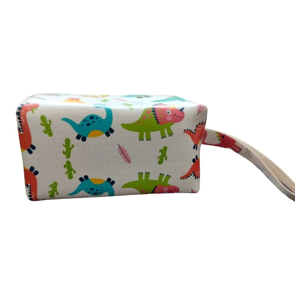 Assorted dinosaur-themed canvas stationery pouch for 3+ years, ideal for organizing school supplies