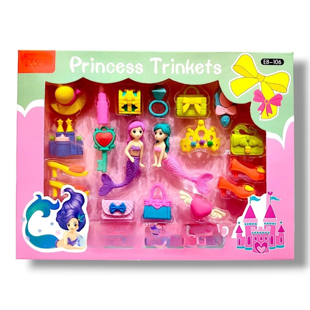 Mermaid-themed rubber eraser set for kids (5+ years), colorful treasures for school or play
