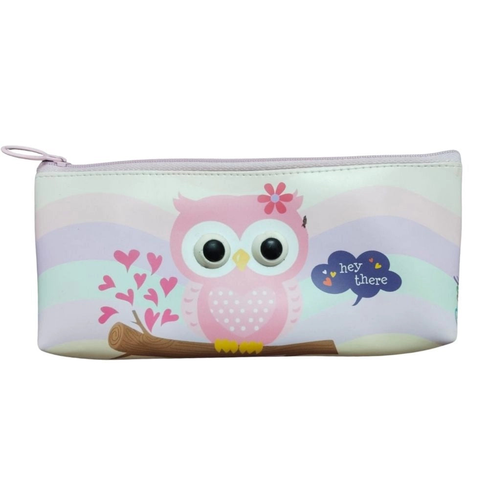 Canvas owl cartoon print pencil pouch (3+ years), ideal stationery gift organizer for kids