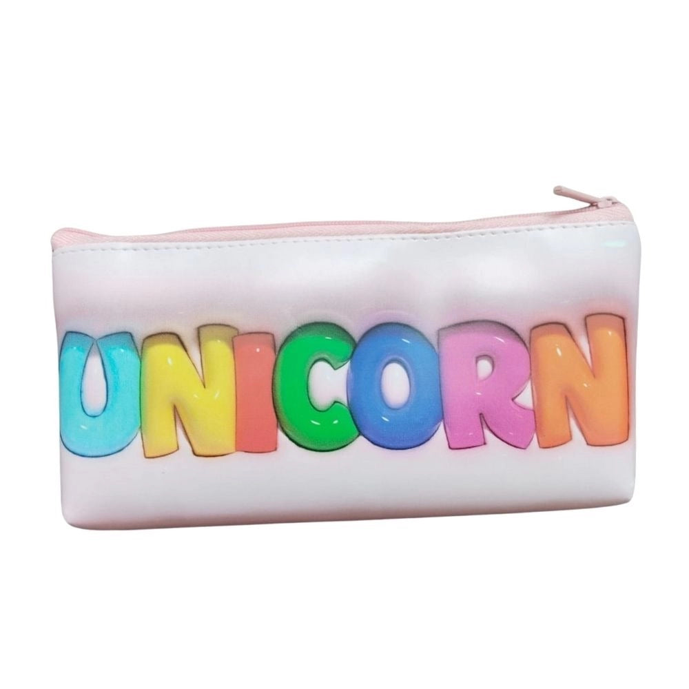 Assorted unicorn canvas pencil pouch for kids' stationery organization (3+ years)