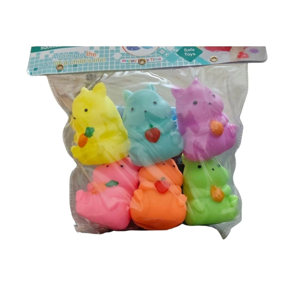 Assorted rubber Baby Bear Chu Chu toys for 6+ months, engaging little hands during bath time, making sounds when squeezed