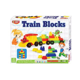 Assorted plastic train blocks for educational play (3+ years), promoting fine motor skills & early math concepts