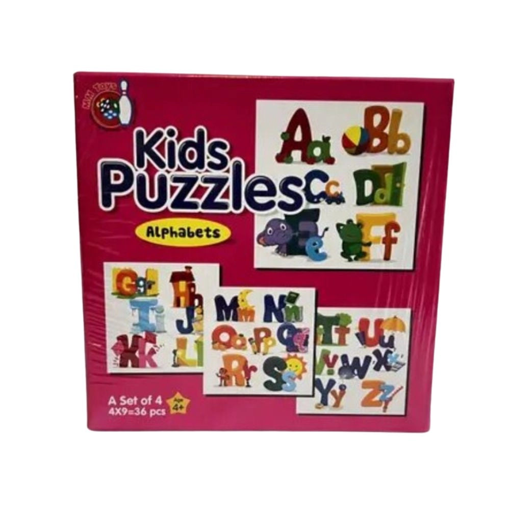 Assorted cardboard 4_Pcs Alphapet Puzzle set for educational play, promoting development and engaging young minds (ages 4+)