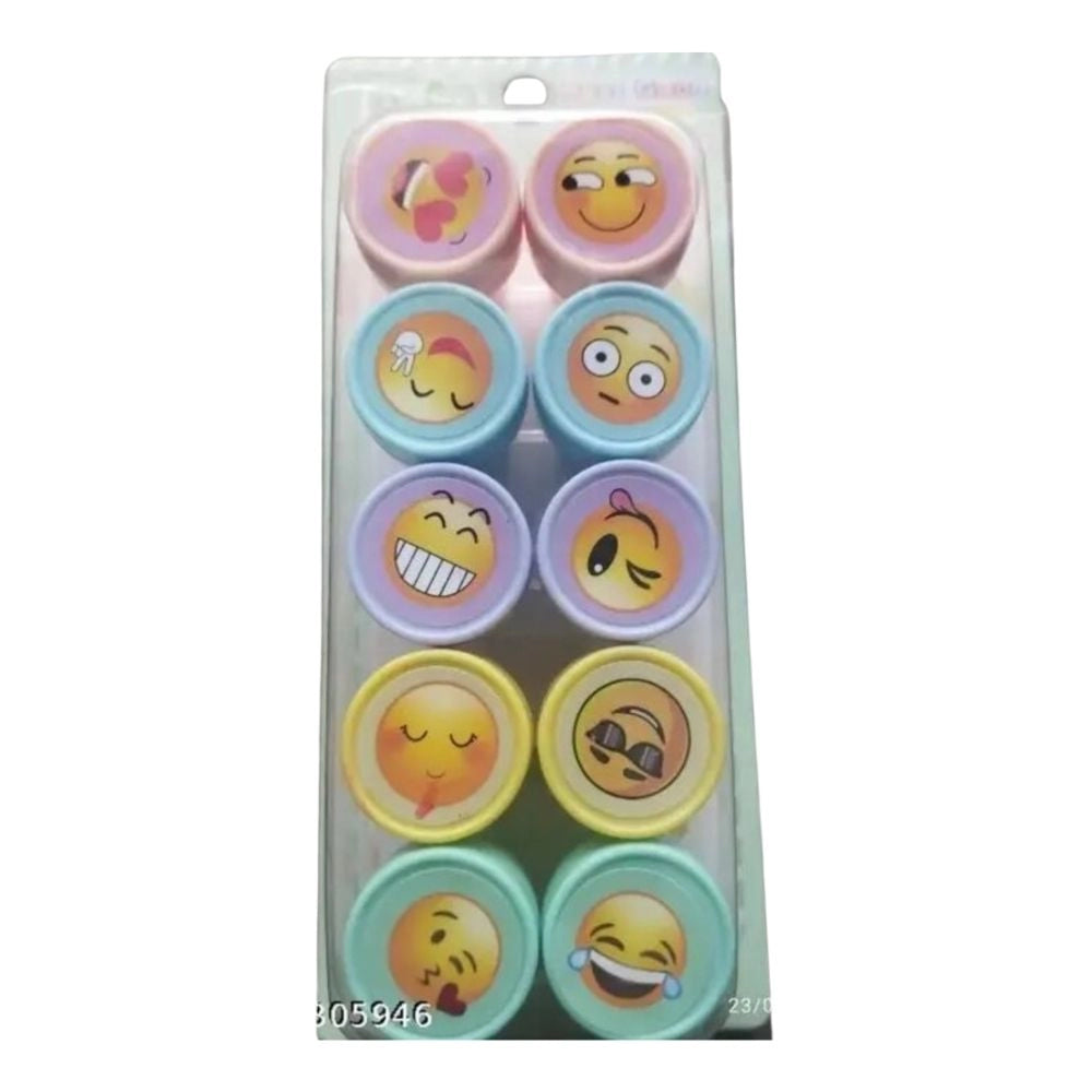 Assorted plastic emoji stamp set for birthday gifts, parties, & school supplies