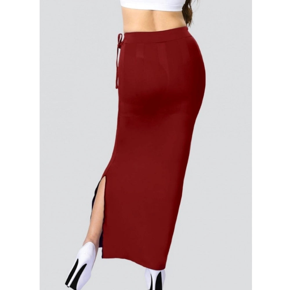 Maroon 4D stretch saree shapewear for women, solid pattern