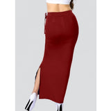 Maroon 4D stretch saree shapewear for women, solid pattern