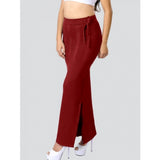 Maroon 4D stretch saree shapewear, smooth contouring women's solid-patterned shaping undergarment