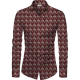 Men's Casual Floral Printed Cotton Blend Unstitched Shirt Fabric 1.6 Mtrs (Maroon)
