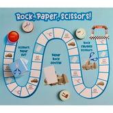 Multi-colored wooden rock paper scissors board game, 10x10 inches for family fun