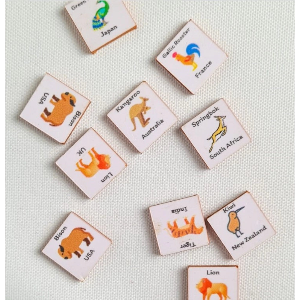 MultiColor wooden countries national animal puzzle game toys, 10x10 inches educational and fun for children's playtime