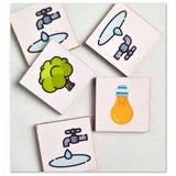 Medium wooden multi-color puzzle game, saves the earth, 10x10 inches, eco-friendly family fun