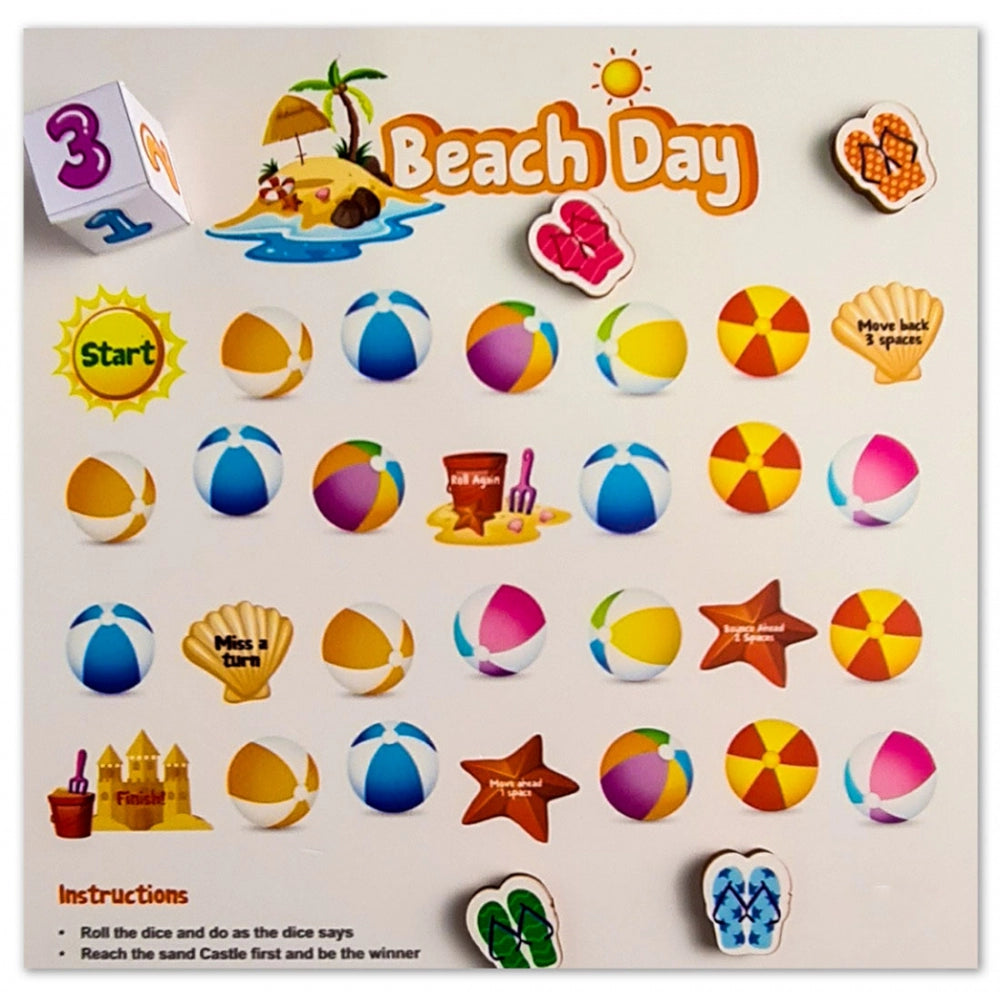 Multi-colored wooden beach game board, perfect for family fun on sunny days (10x10 inches)