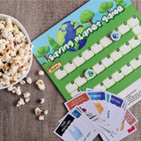 Multi-color wooden Saving Planet board game, eco-friendly family game on tabletop (10x10 inches)