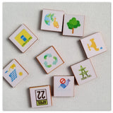 Multi-colored wooden puzzle game "Save the Earth", challenging 10x10 inches eco-friendly toy