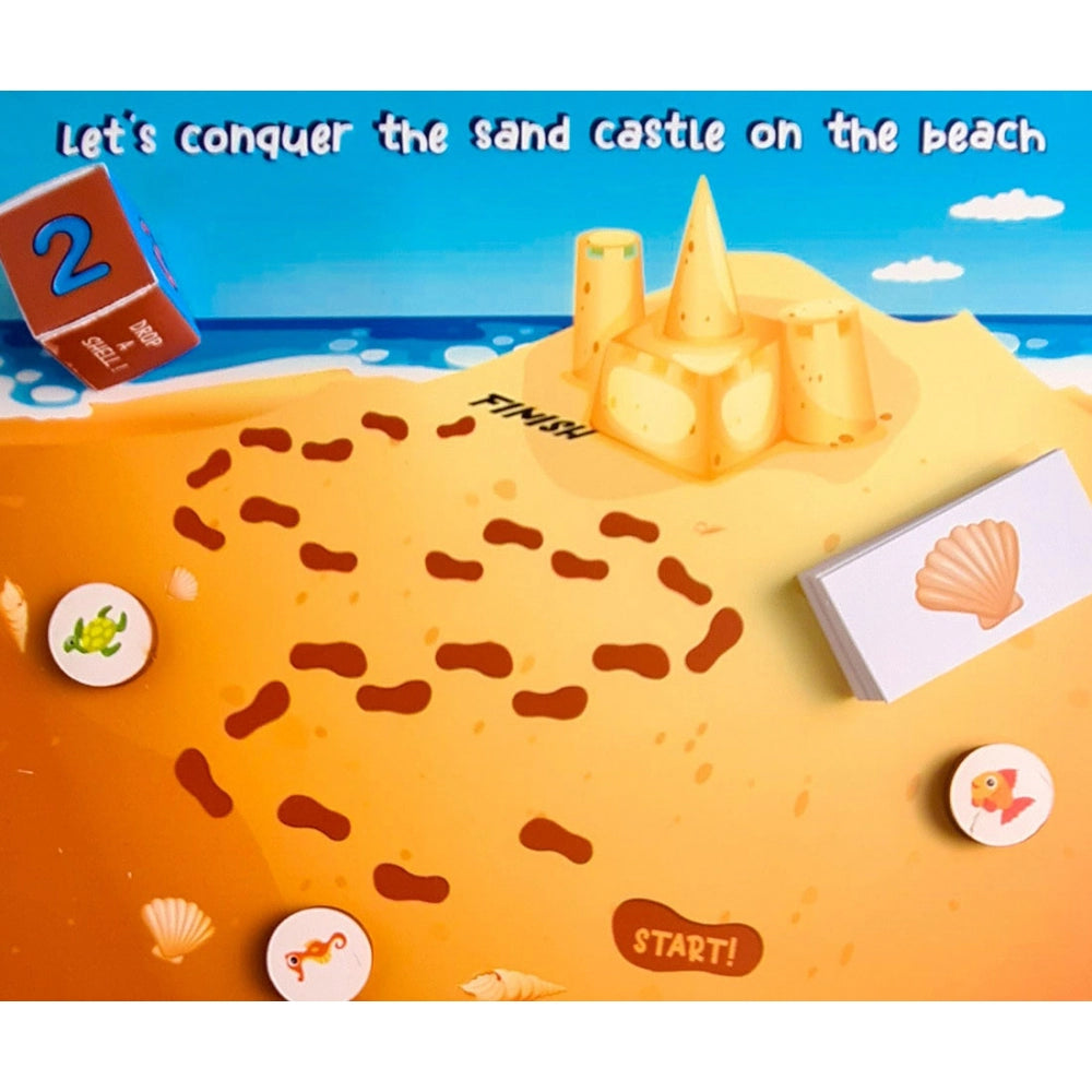 Multi-colored wooden Let's Conquer Sand Castle board game, 10x10 inches