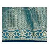 Dark blue jacquard woven saree with unstitched blouse, intricate patterns