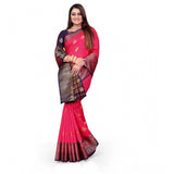 Multicolor silk blend woven saree with unstitched blouse, vibrant Indian fashion accessory