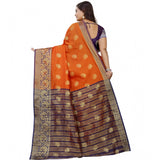 Gold-orange silk blend woven saree with unstitched blouse, vibrant Indian fashion accessory for women