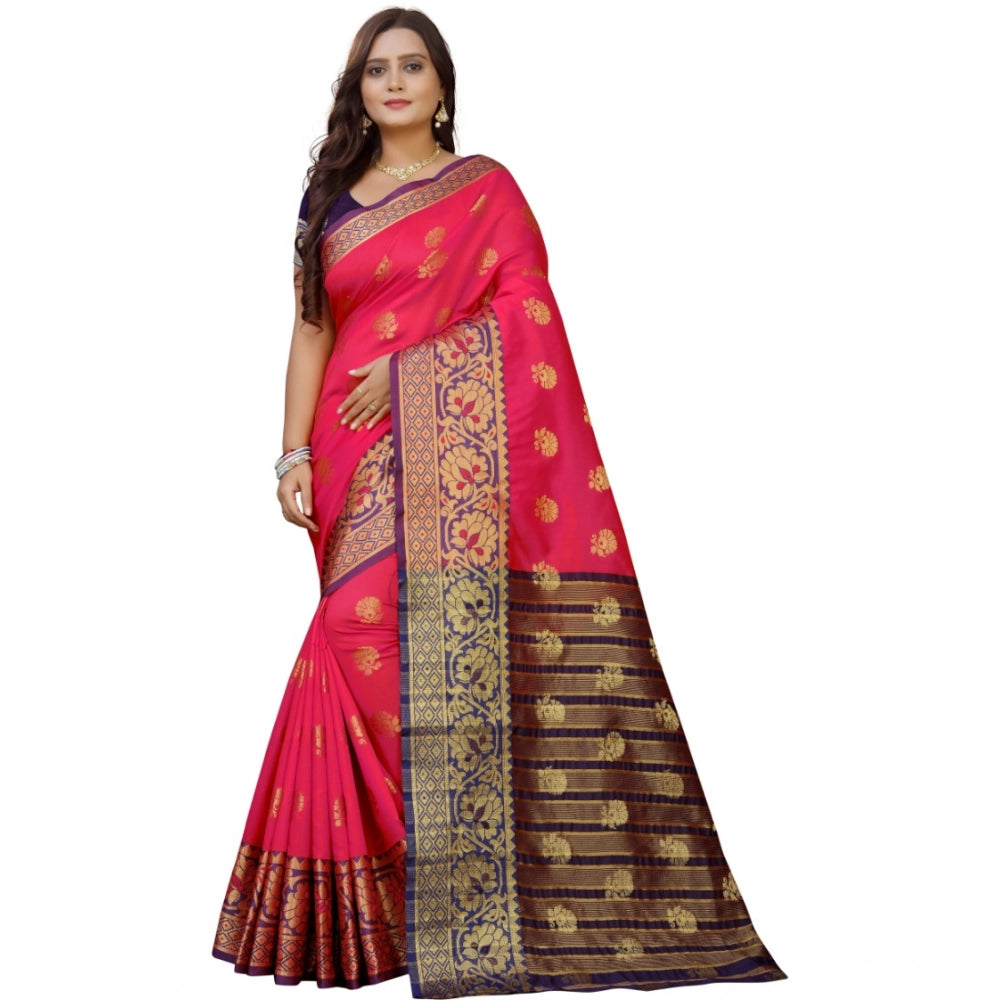 Multicolor silk blend woven saree with unstitched blouse, vibrant Indian fashion on display