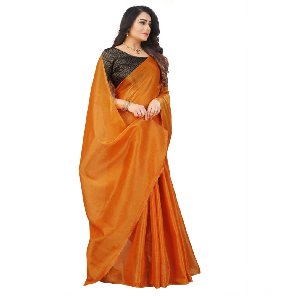 Orange cotton silk self-design saree with unstitched blouse, vibrant ethnic wear for women
