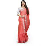Women's Cotton Silk Self Design Saree With Unstitched Blouse 5.5Mtr (Orange)