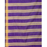 Multicolor striped cotton silk saree with unstitched blouse, 5.5mtr length on model