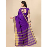Multicolor striped cotton silk saree with unstitched blouse, 5.5mtr