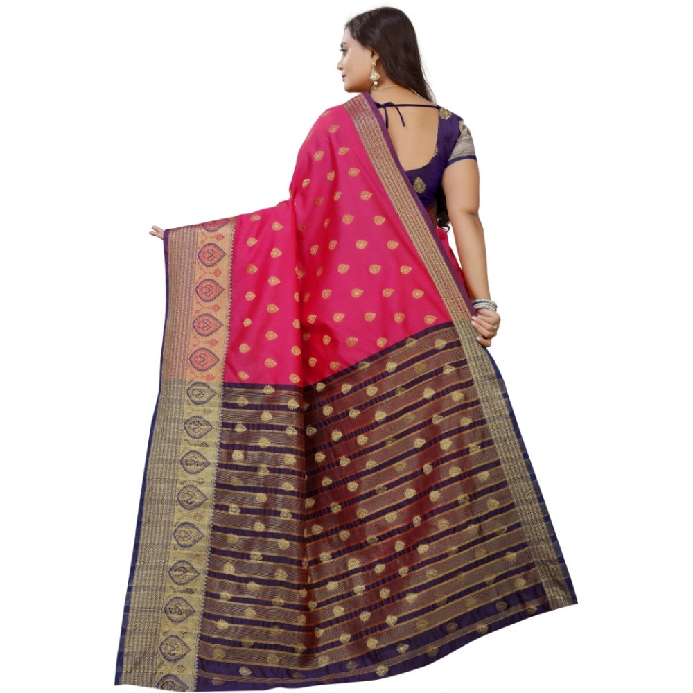 Multicolor silk blend woven saree with unstitched blouse (5.5Mtr), stylish Indian women's traditional attire