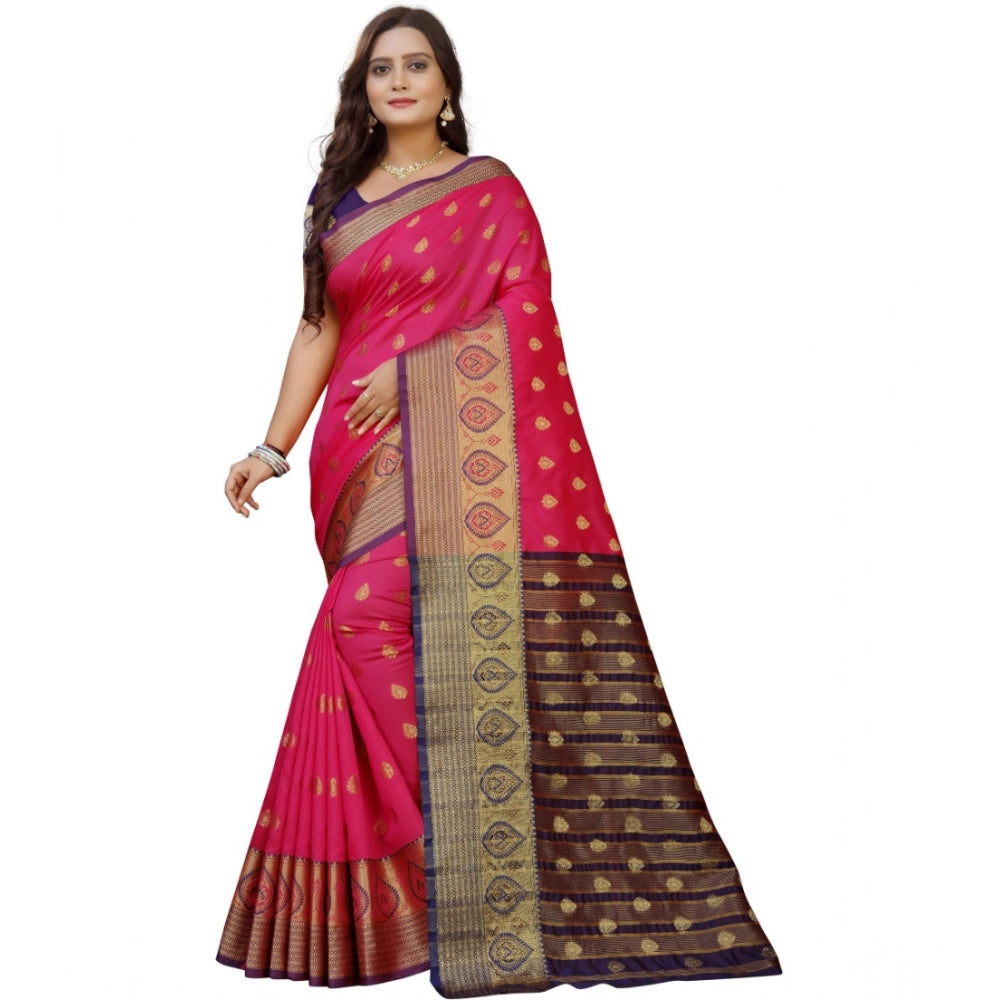 Multicolor silk blend woven saree with unstitched blouse, vibrant and elegant women's fashion accessory for traditional occasions