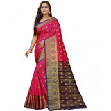 Multicolor silk blend woven saree with unstitched blouse, vibrant and elegant women's fashion accessory for traditional occasions