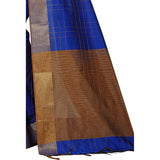 Women's Cotton Silk Self Design Saree With Unstitched Blouse 5.5Mtr (Blue)