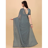 Women's Silk Blend Embellished Saree With Unstitched Blouse 5.5Mtr (Silver)