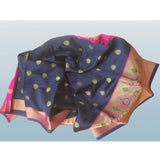 Women's Silk Blend Woven Saree With Unstitched Blouse 5.5Mtr (Dark Blue)