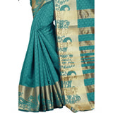 Women's Jacquard Woven Saree With Unstitched Blouse 5.5Mtr (Blue)