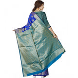 Blue jacquard woven saree with unstitched blouse, vibrant 5.5mtr length